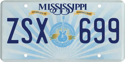 MS license plate ZSX699