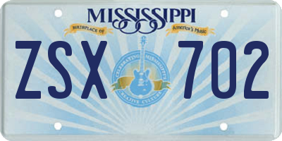 MS license plate ZSX702