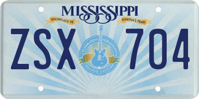 MS license plate ZSX704