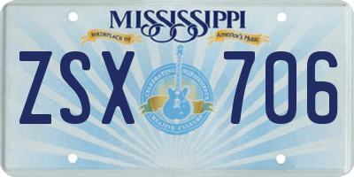 MS license plate ZSX706