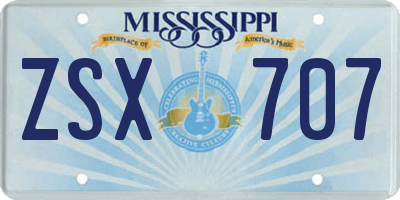 MS license plate ZSX707