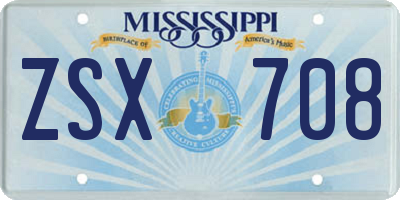 MS license plate ZSX708