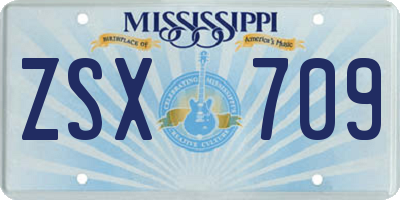 MS license plate ZSX709