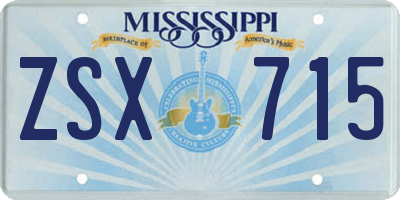 MS license plate ZSX715
