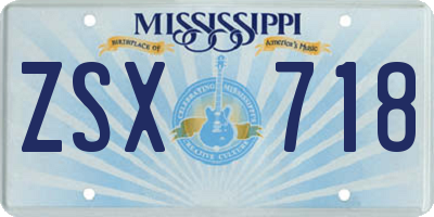 MS license plate ZSX718