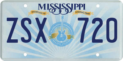 MS license plate ZSX720