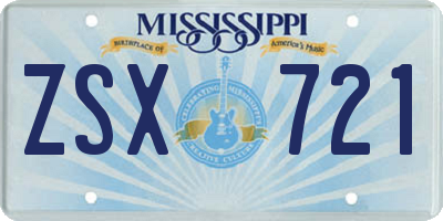 MS license plate ZSX721
