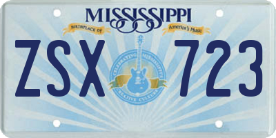 MS license plate ZSX723
