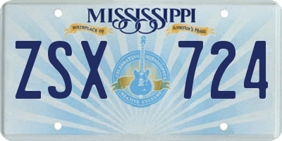 MS license plate ZSX724