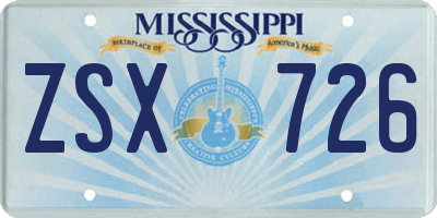 MS license plate ZSX726