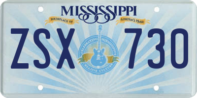 MS license plate ZSX730