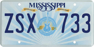 MS license plate ZSX733