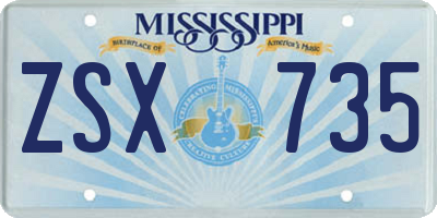 MS license plate ZSX735