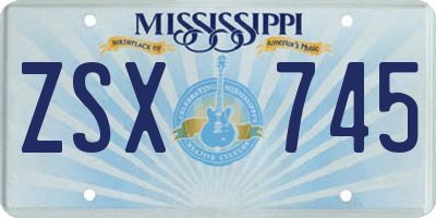 MS license plate ZSX745