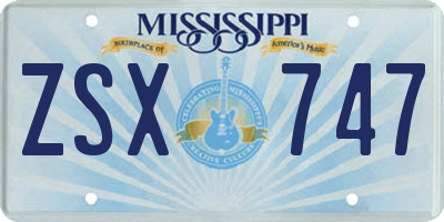 MS license plate ZSX747