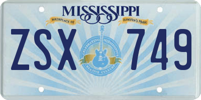 MS license plate ZSX749