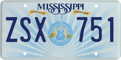 MS license plate ZSX751