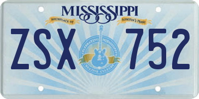 MS license plate ZSX752