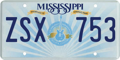 MS license plate ZSX753