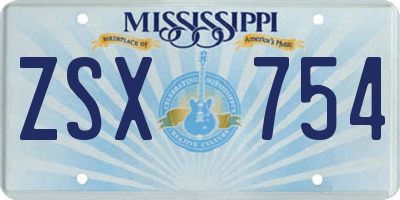 MS license plate ZSX754