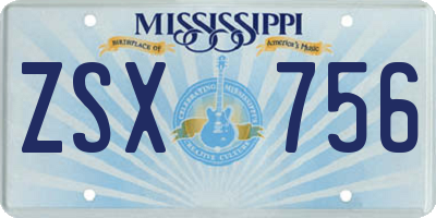 MS license plate ZSX756