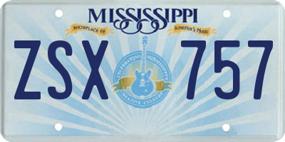 MS license plate ZSX757