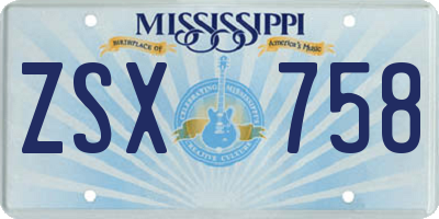 MS license plate ZSX758