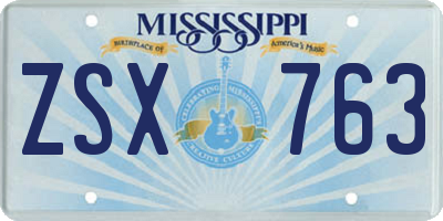 MS license plate ZSX763