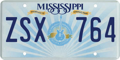 MS license plate ZSX764