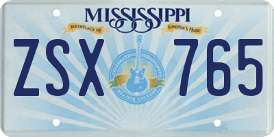 MS license plate ZSX765