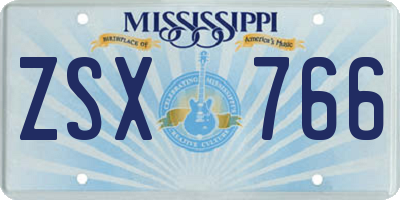MS license plate ZSX766