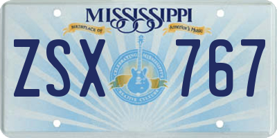 MS license plate ZSX767