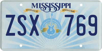 MS license plate ZSX769