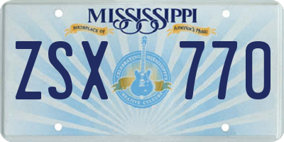 MS license plate ZSX770