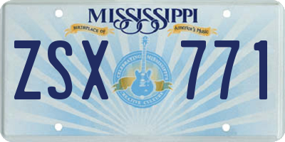 MS license plate ZSX771