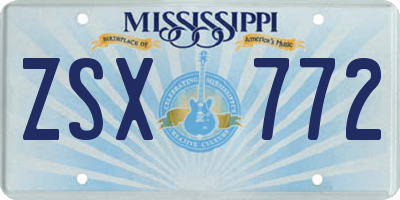 MS license plate ZSX772