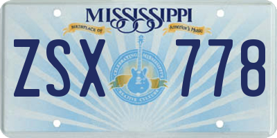 MS license plate ZSX778