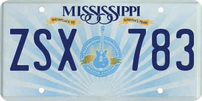 MS license plate ZSX783