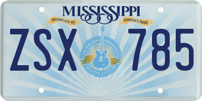 MS license plate ZSX785