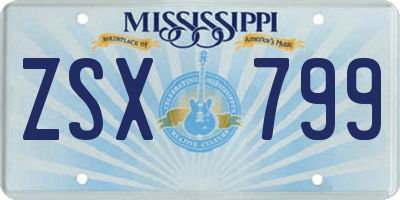 MS license plate ZSX799