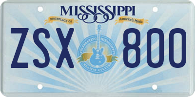 MS license plate ZSX800