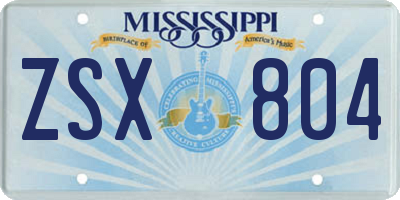 MS license plate ZSX804