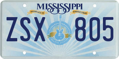 MS license plate ZSX805