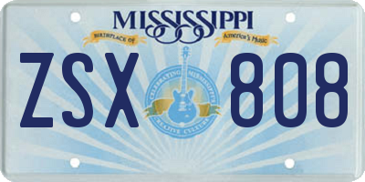 MS license plate ZSX808