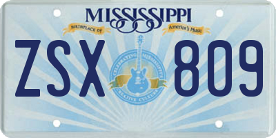 MS license plate ZSX809