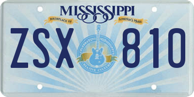 MS license plate ZSX810