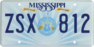 MS license plate ZSX812