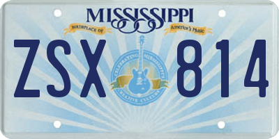 MS license plate ZSX814