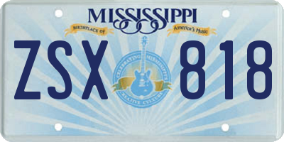 MS license plate ZSX818