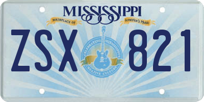 MS license plate ZSX821
